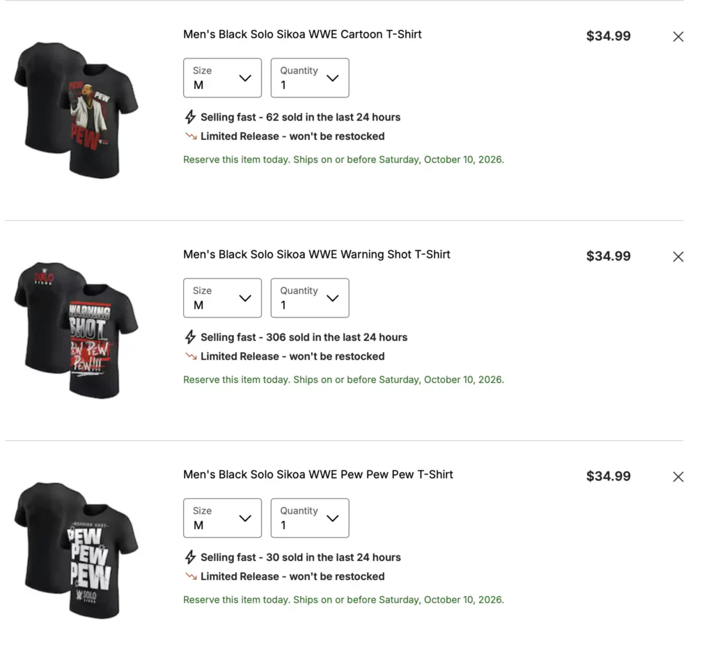 Solo Sikoa’s “Warning Shot” T-Shirt sales